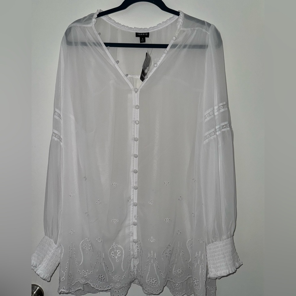 Torrid white translucent top